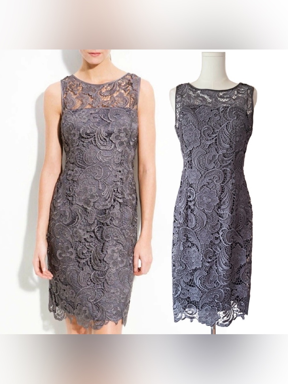 Nwot Adrianna Papell Lace Sleeveless illusion cocktail Dress